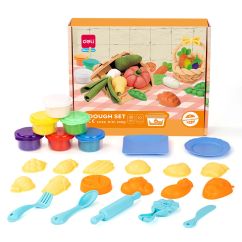 Set creativ plastilina + 19 accesorii fructe si legume DELI