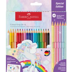 Set promo creioane Colorate 18+6 culori grip 2001 Unicorni FABER-CASTELL
