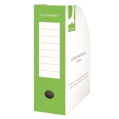 Suport documente vertical carton Q-CONNECT, cotor 100 mm, carton 370 gsm, verde