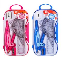 Trusa geometrie 7 piese cutie plastic DELI